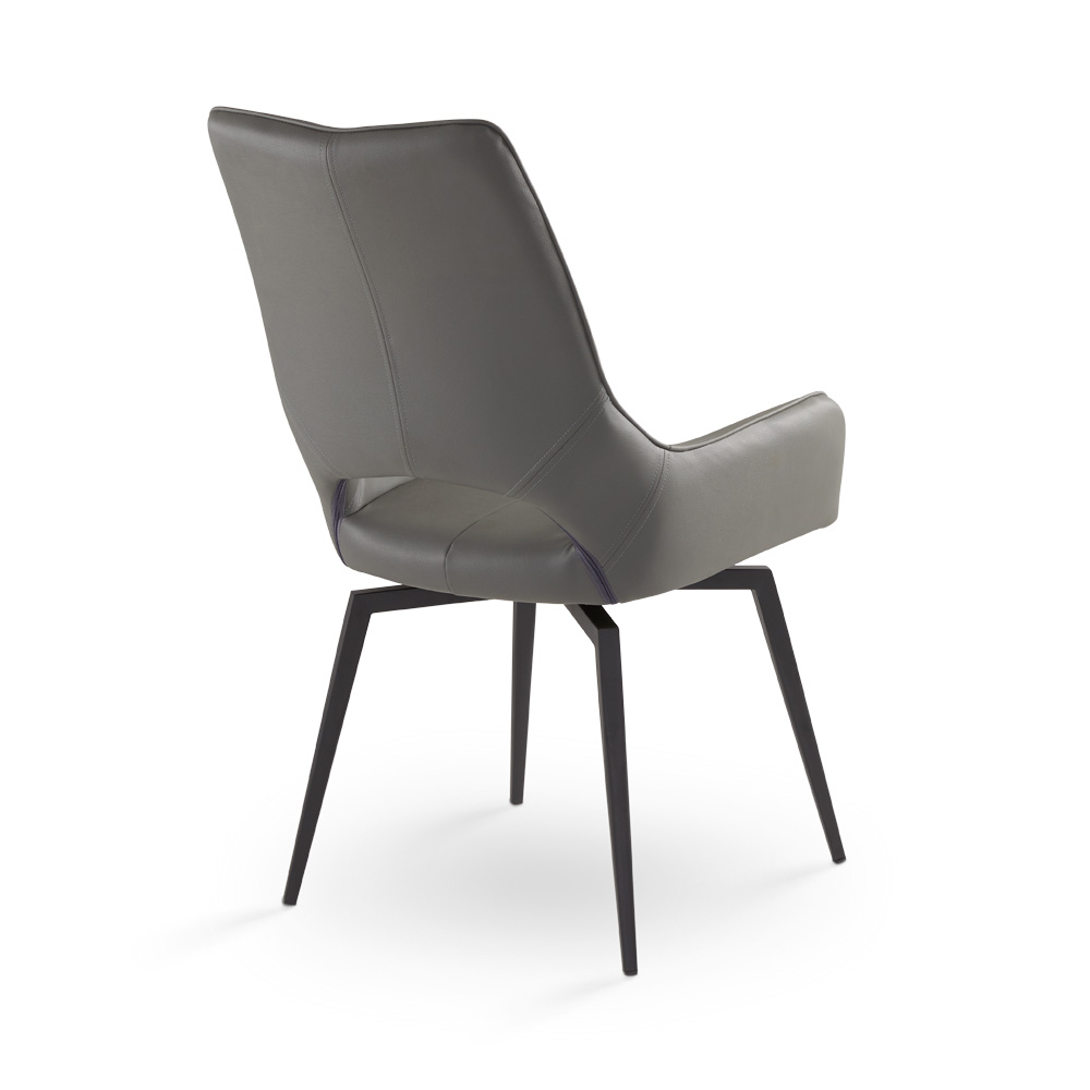 Bromley Swivel Dining Chair: Grey Leatherette with Black legs